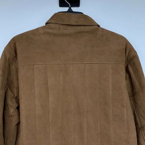 BlankNYC Jacket Quick Action 100% Goat Leather Brown Button Snap